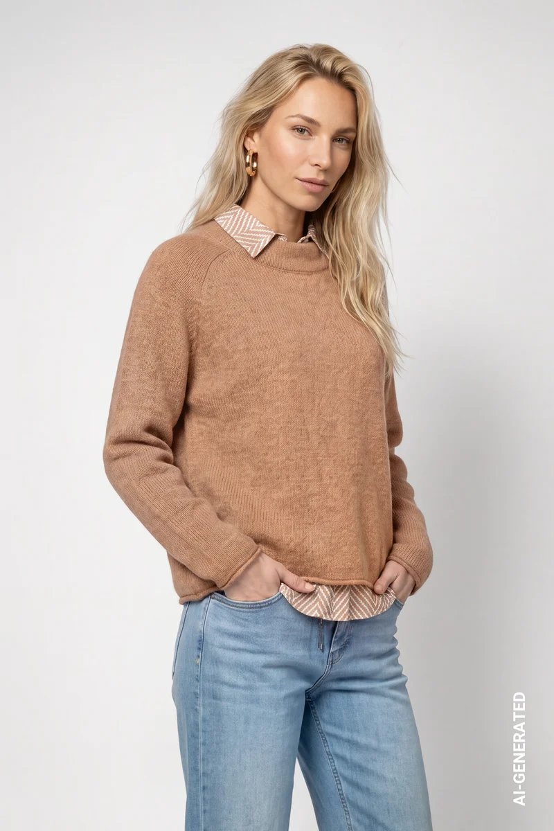 Strickpullover mit Rollsaum