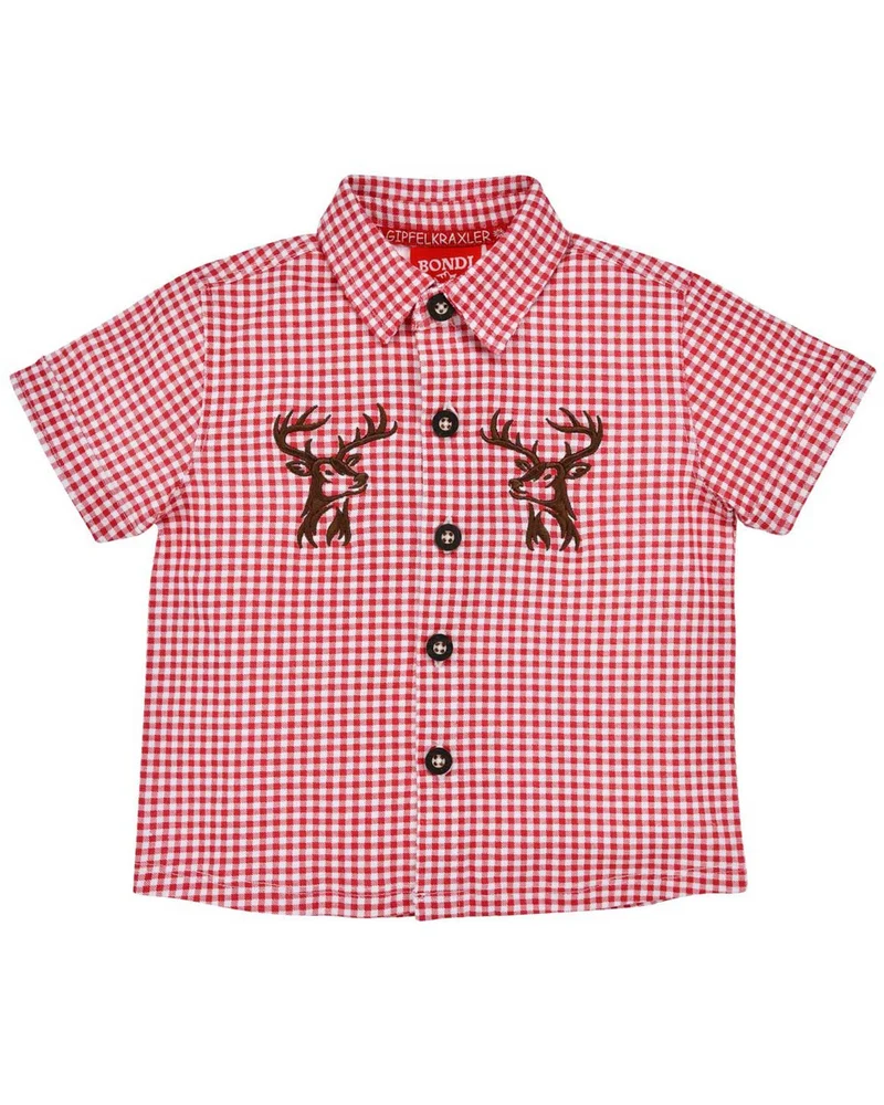 BONDI Jungen Hemd "Hirsch" 91720 | Rot Weiß kariert