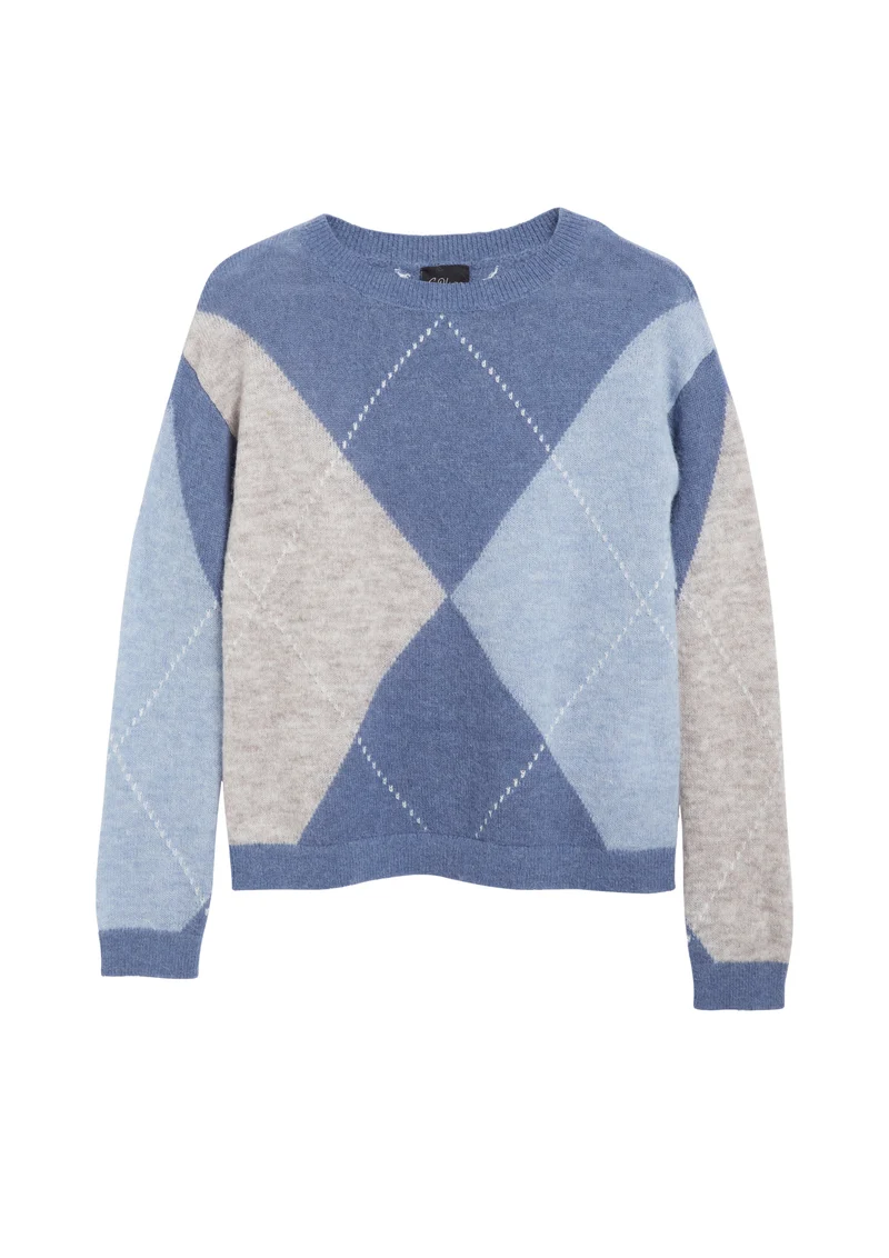 Feinstrickpullover mit Rauten-Muster
