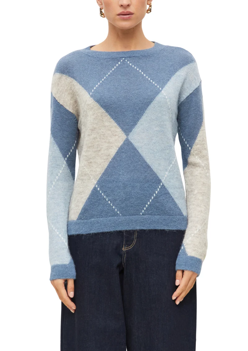 Feinstrickpullover mit Rauten-Muster