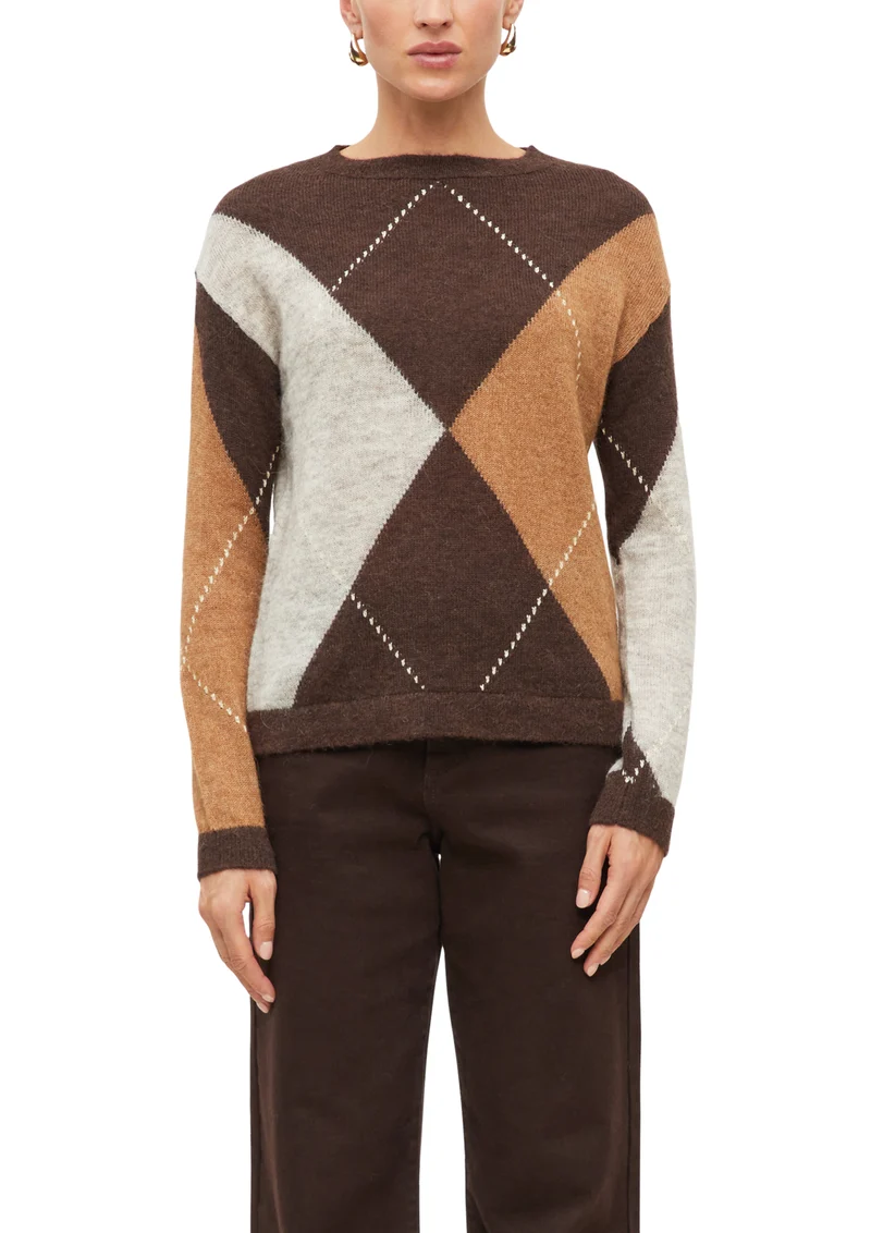 Feinstrickpullover mit Rauten-Muster