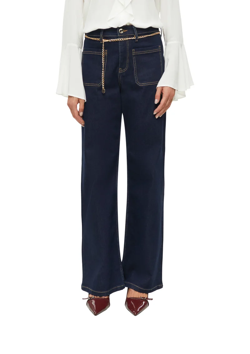 SURI Wide Fit Jeans mit Zier-Gürtel