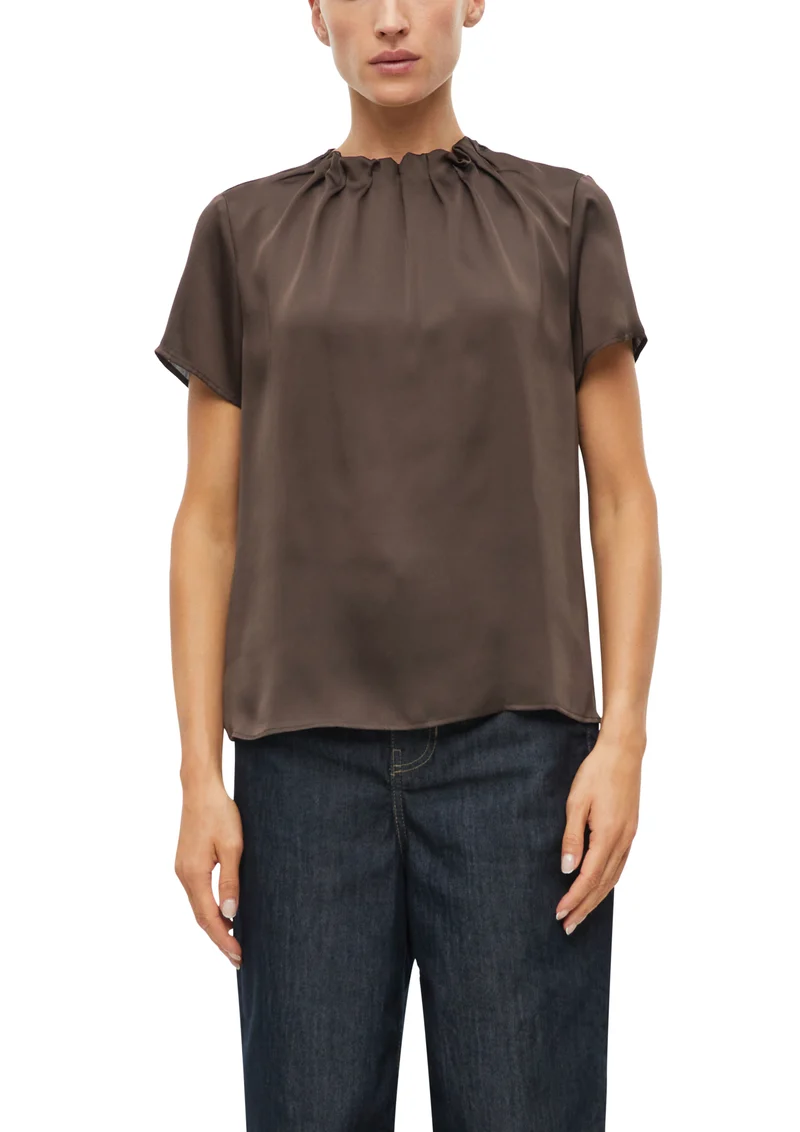 Satinierte Bluse mit Falten-Detail