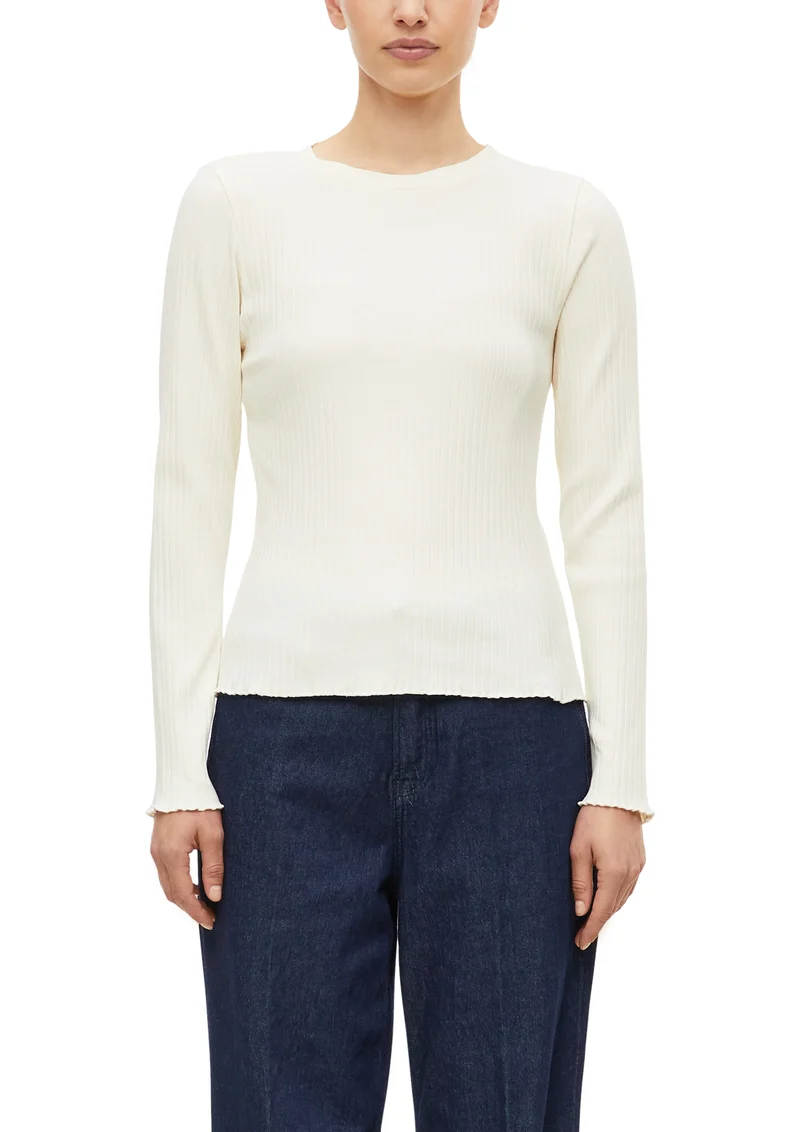 Geripptes Langarmshirt im Slim Fit