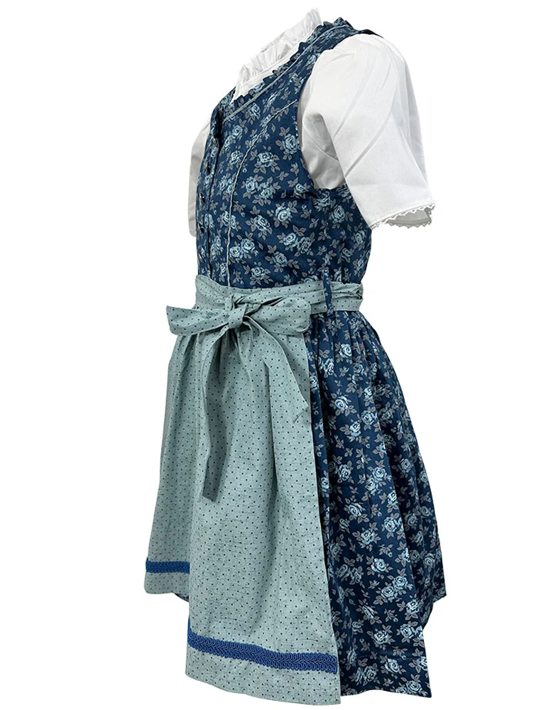 Isar-Trachten Kinder Dirndl "Emma" 3-tlg. mit Bluse 63112 | Blau