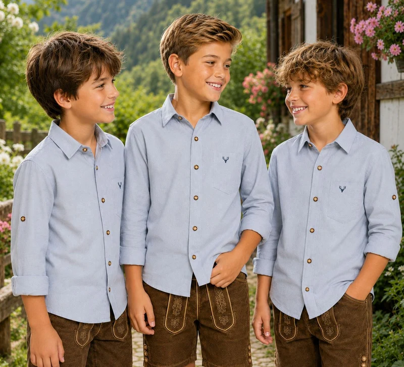 Isar-Trachten Kinder Trachtenhemd "Paul" 52904 | Hellblau