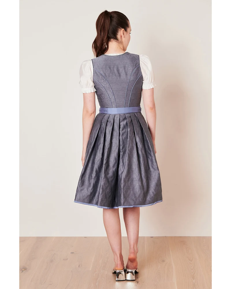 Krüger Collection Dirndl "Alexandra" mit Spitzenschürze | Grau 60cm
