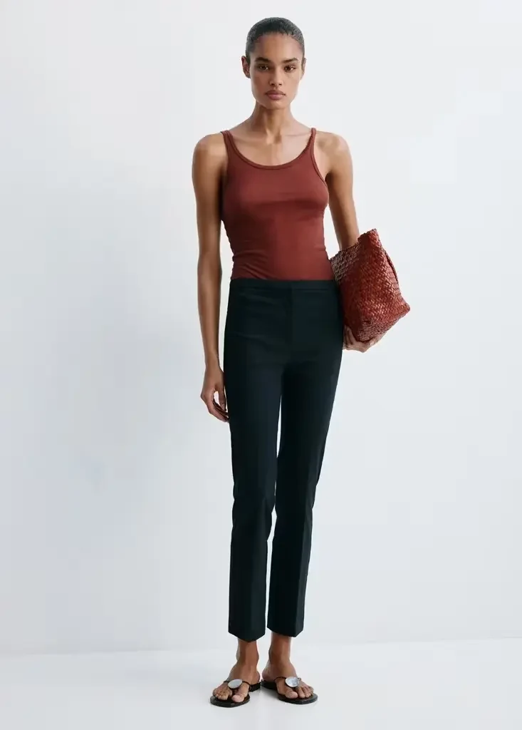NEWCOLA Slim-Fit-Mid-Waist-Hose