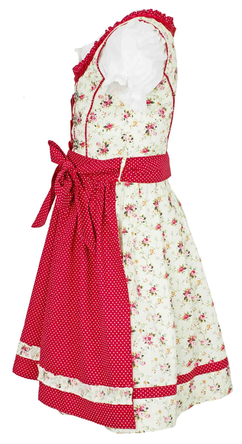 MADDOX Kinder Dirndl "Zermatt" 3-tlg. | Streublümchen Creme Rot