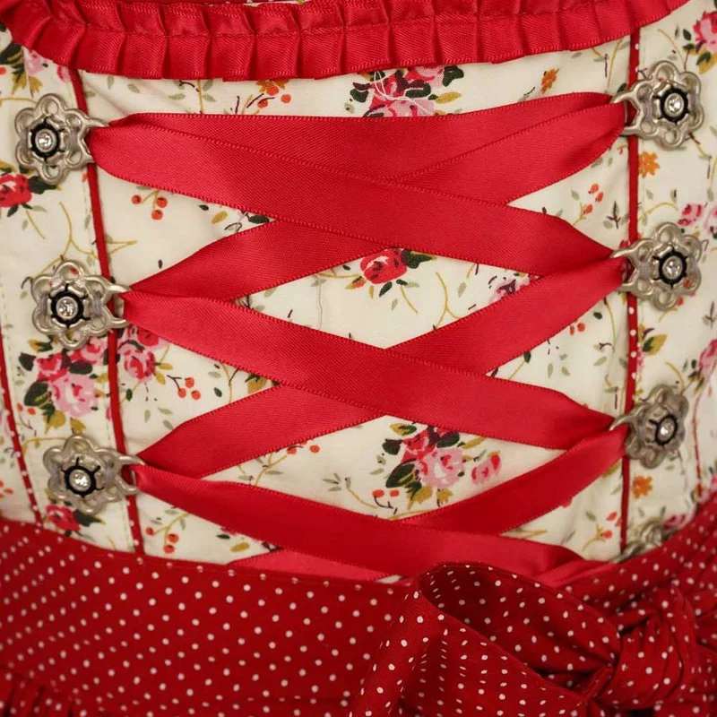 MADDOX Kinder Dirndl "Zermatt" 3-tlg. | Streublümchen Creme Rot