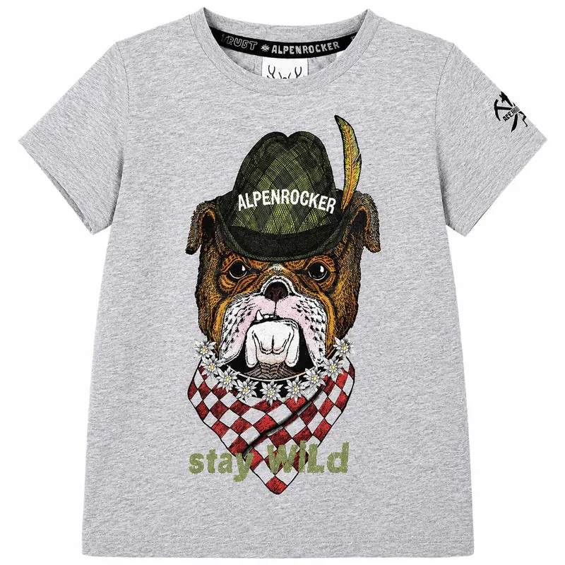 BONDI Jungen T-Shirt "Stay Wild" mit Hundemotiv 29908 | Grey Melange