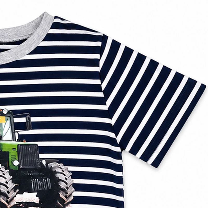 BONDI Jungen Shorty Pyjama "Traktor" 33157 | Stripe Navy / White