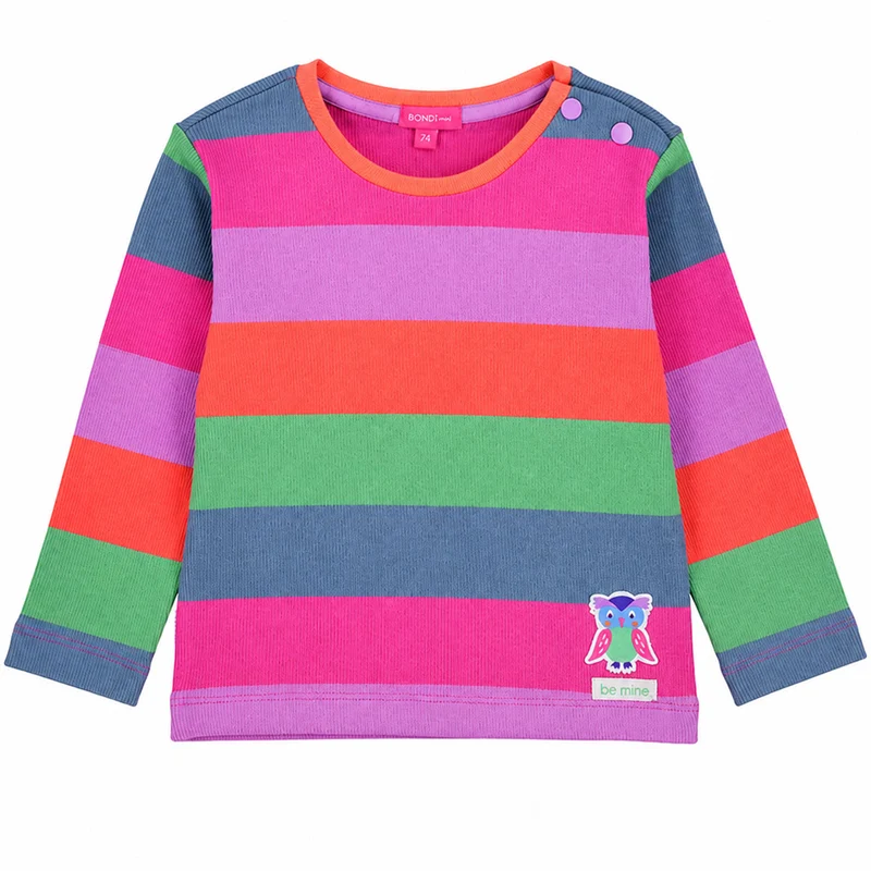 BONDI Mädchen Langarmshirt "Be mine" 86966 | Stripe Pink/Apricot