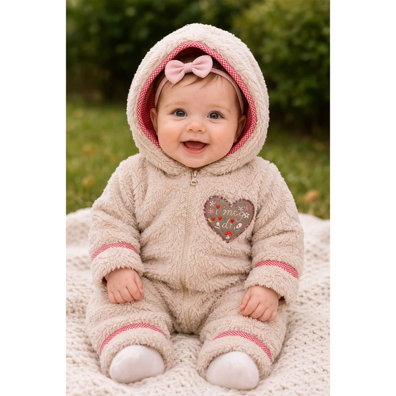 BONDI Baby Trachten Fleece Overall "I mog di" 86936 | Beige