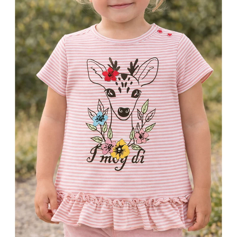 BONDI Baby Mädchen T-Shirt "Rehkitz" 86752 | Rosa Geringelt