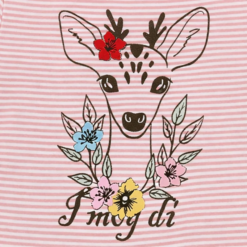 BONDI Baby Mädchen T-Shirt "Rehkitz" 86752 | Rosa Geringelt