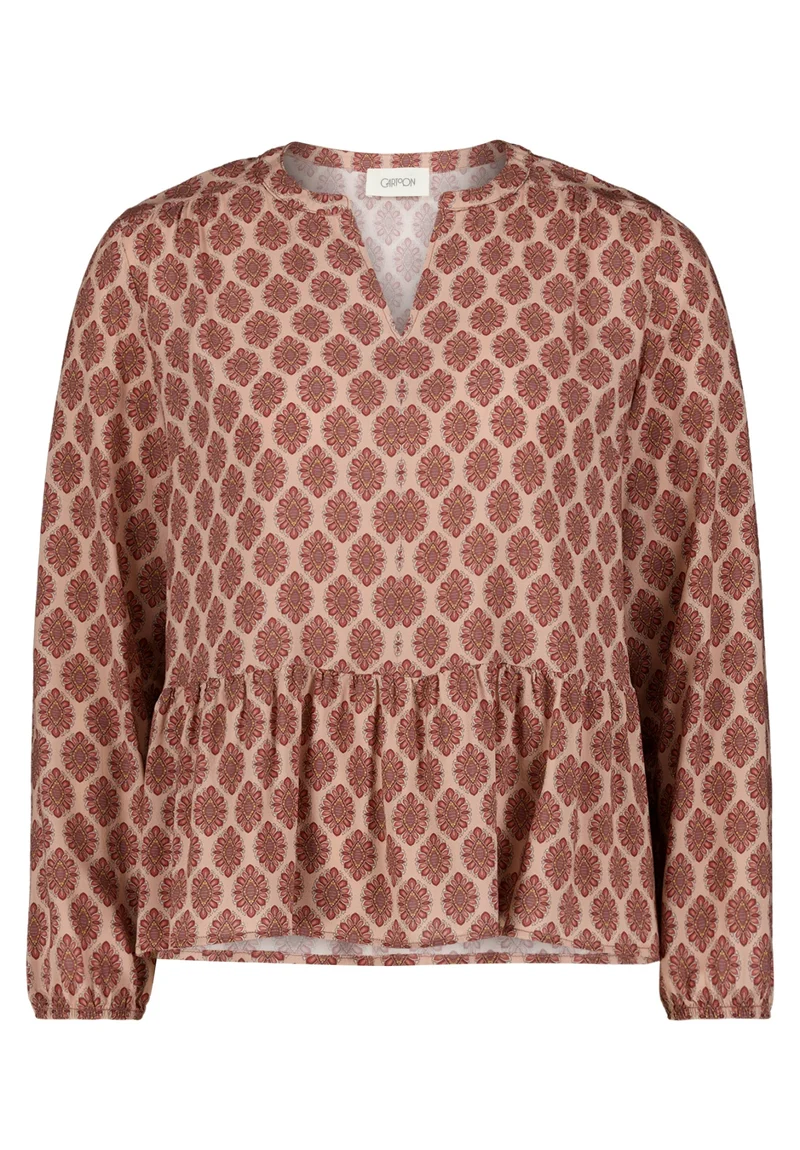Casual-Bluse mit V-Ausschnitt und Raffung