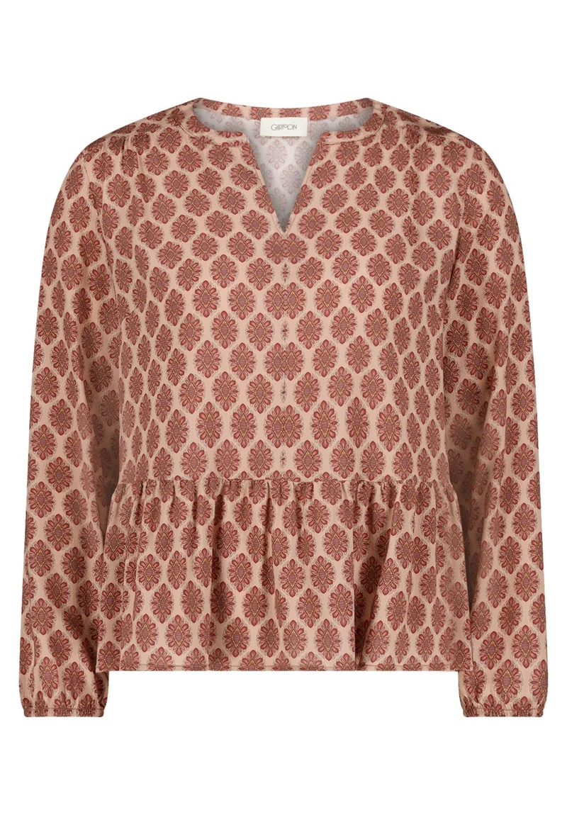 Casual-Bluse mit V-Ausschnitt und Raffung