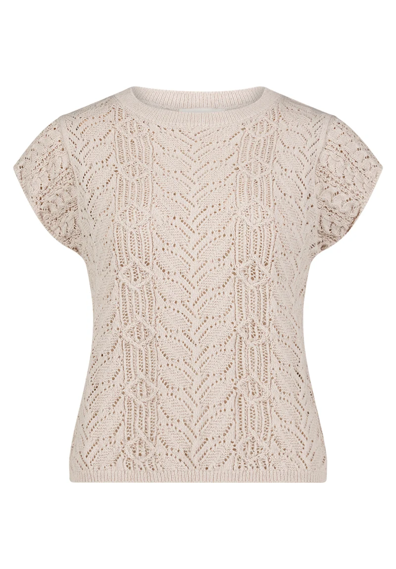 Feinstrickpullover mit Ajourmuster und Flügelärmeln