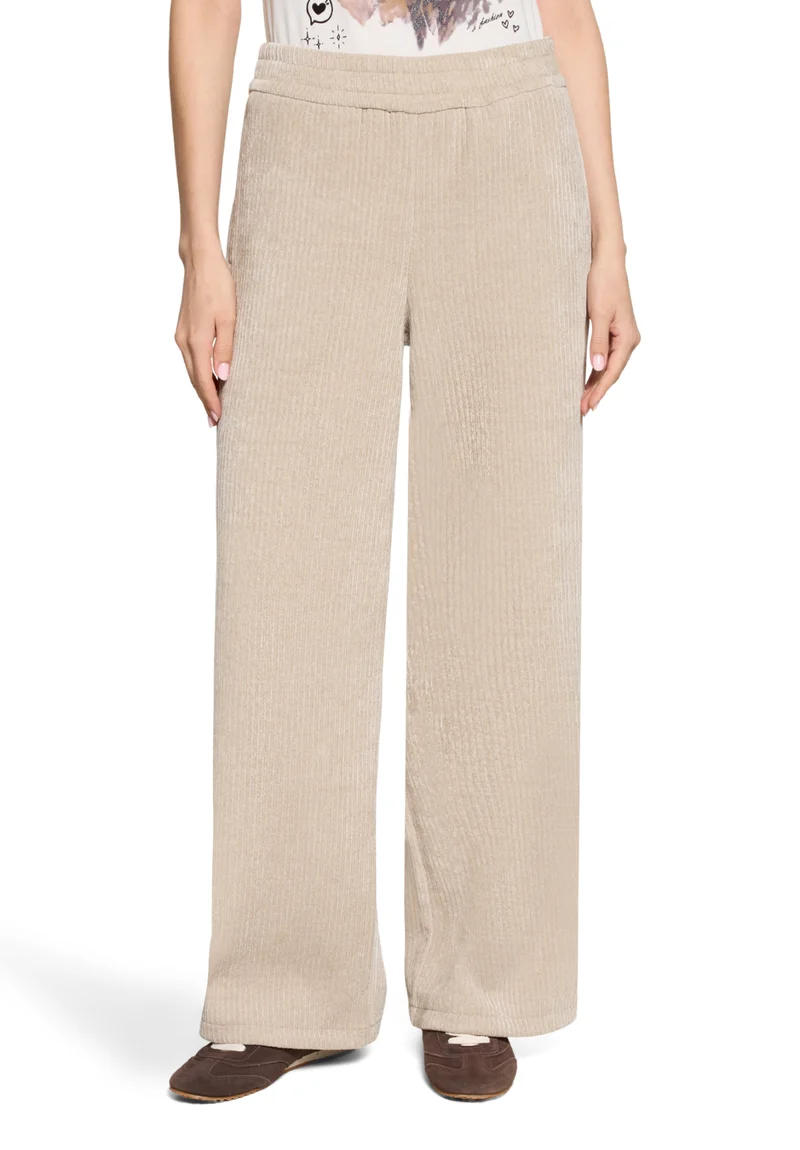 Palazzo-Hose aus Kord im Wide Leg mit Streifenmuster
