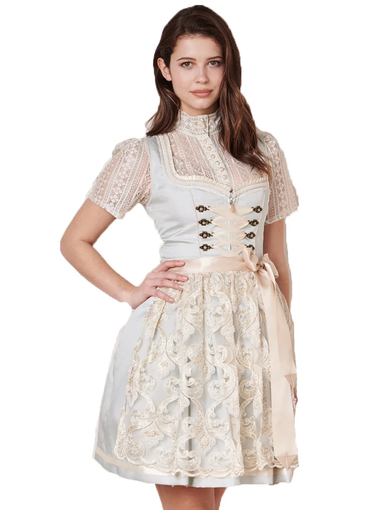 Krüger Dirndl "Dalina" Spitzenschürze 412465 | Hellblau Creme 50cm