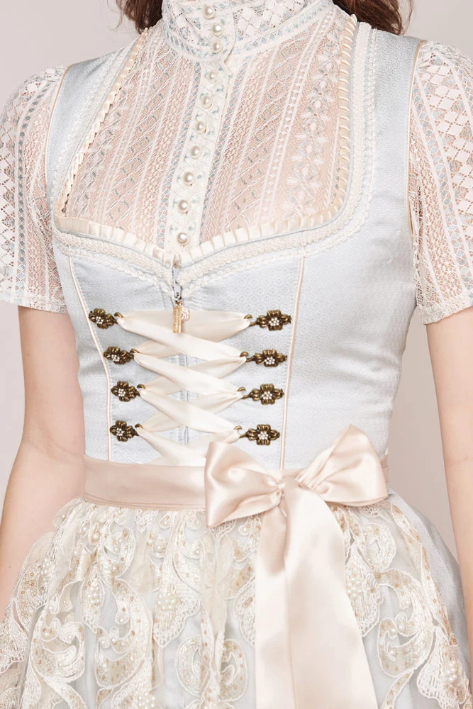 Krüger Dirndl "Dalina" Spitzenschürze 412465 | Hellblau Creme 50cm