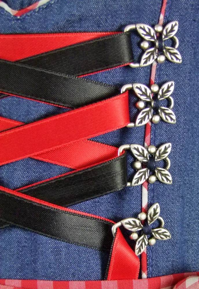 Isar-Trachten Jugend Dirndl "Laura" Jeanslook 44937 | Blau Rot