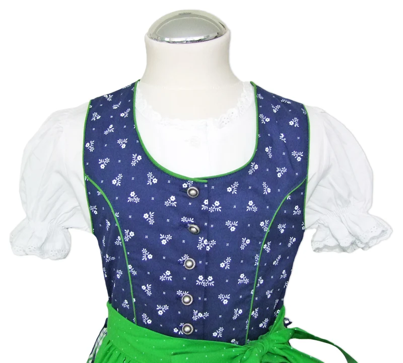 Isar-Trachten Kinder Dirndl "Kimberly" 3-tlg. mit Bluse 64155 | Blau Grün