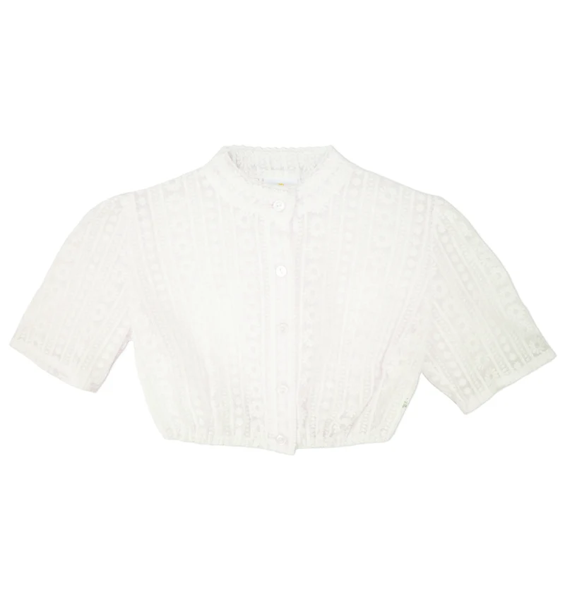Pierre Marcel Hochgeschlossene Damen Dirndlbluse Anna mit Blümchen - Creme