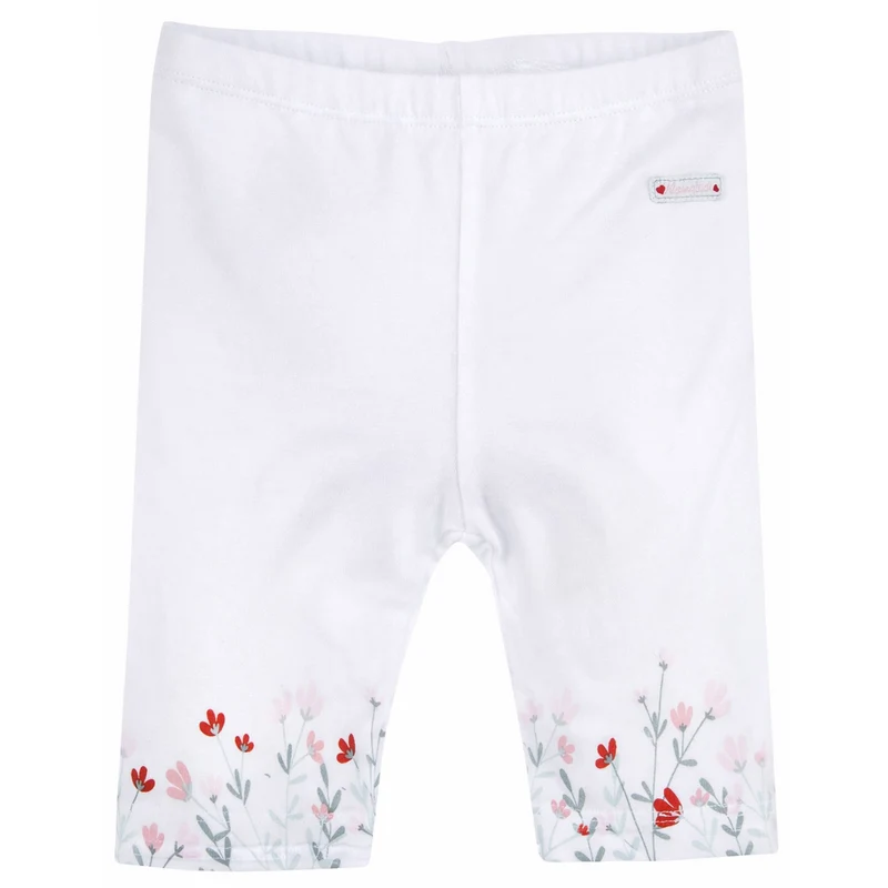 BONDI Baby Mädchen Capri Hose Leggings "Blumenwiese" 86857 | Weiß