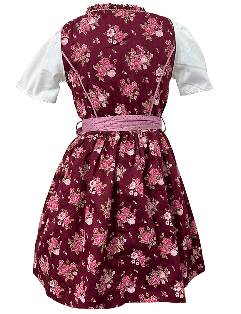 Isar-Trachten Kinder Dirndl "Emma" 3-tlg. mit Bluse 63102 | Beere Rosa