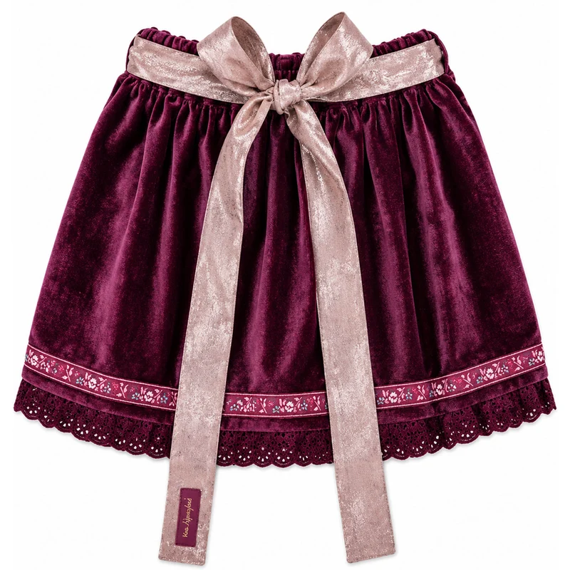 BONDI Mädchen Samtrock mit Schürze 26104 | Blueberry