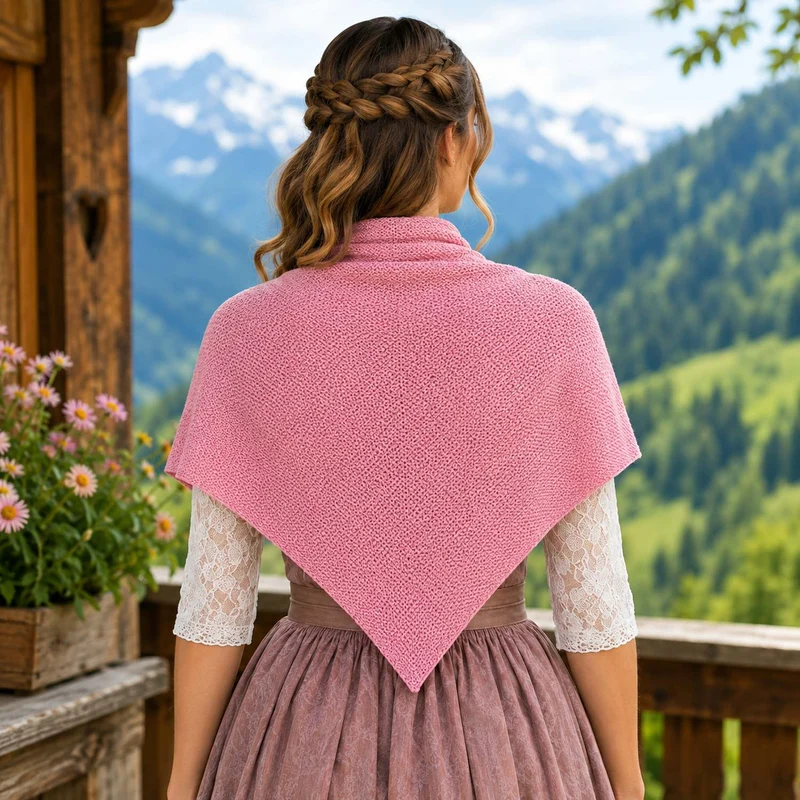 XL Strick Dreieckstuch - Schal 200 x 80 cm | Rosa