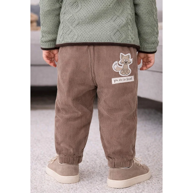 BONDI Baby Jungen Cord Laufhose "Hello little one" 94017 | Schoko