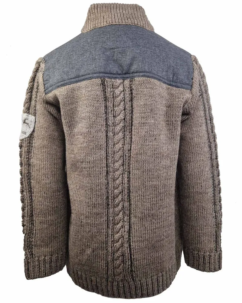 Maddox Jungen Strickjacke "Altwil" mit Zopfmuster | Braun