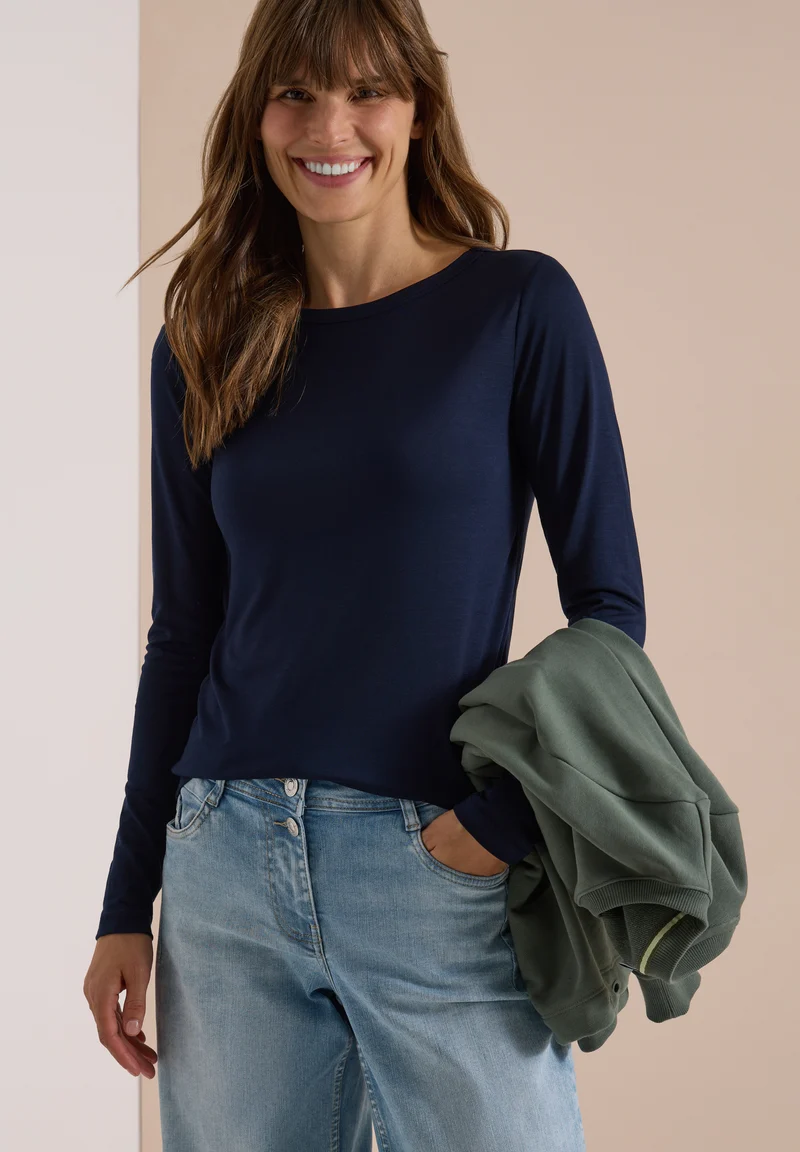 Langarmshirt mit Boat Neck