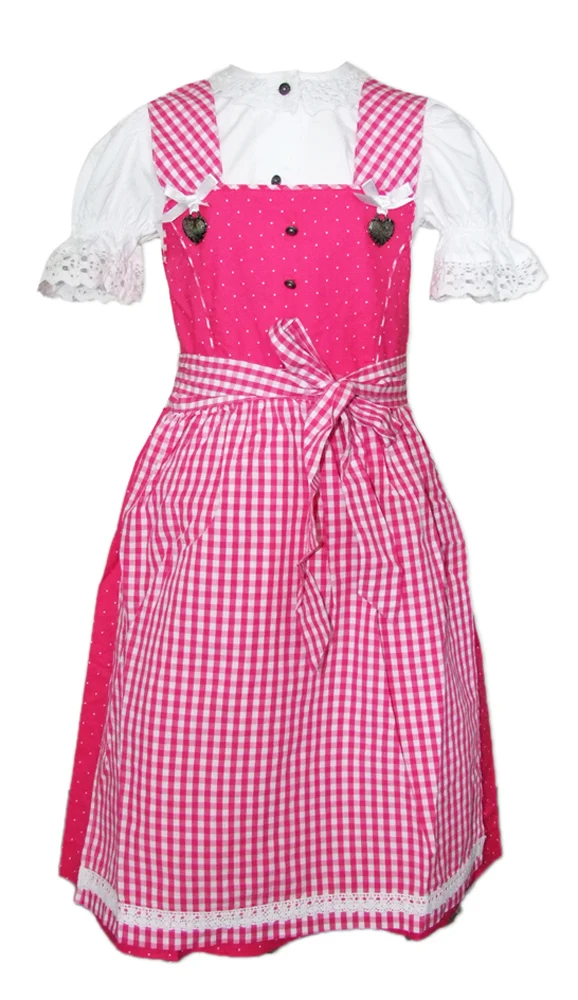 Isar-Trachten Kinder Dirndl "Michelle" 3-tlg. mit Bluse 52407 | Traditionell Pink
