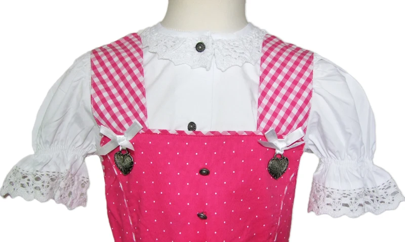 Isar-Trachten Kinder Dirndl "Michelle" 3-tlg. mit Bluse 52407 | Traditionell Pink