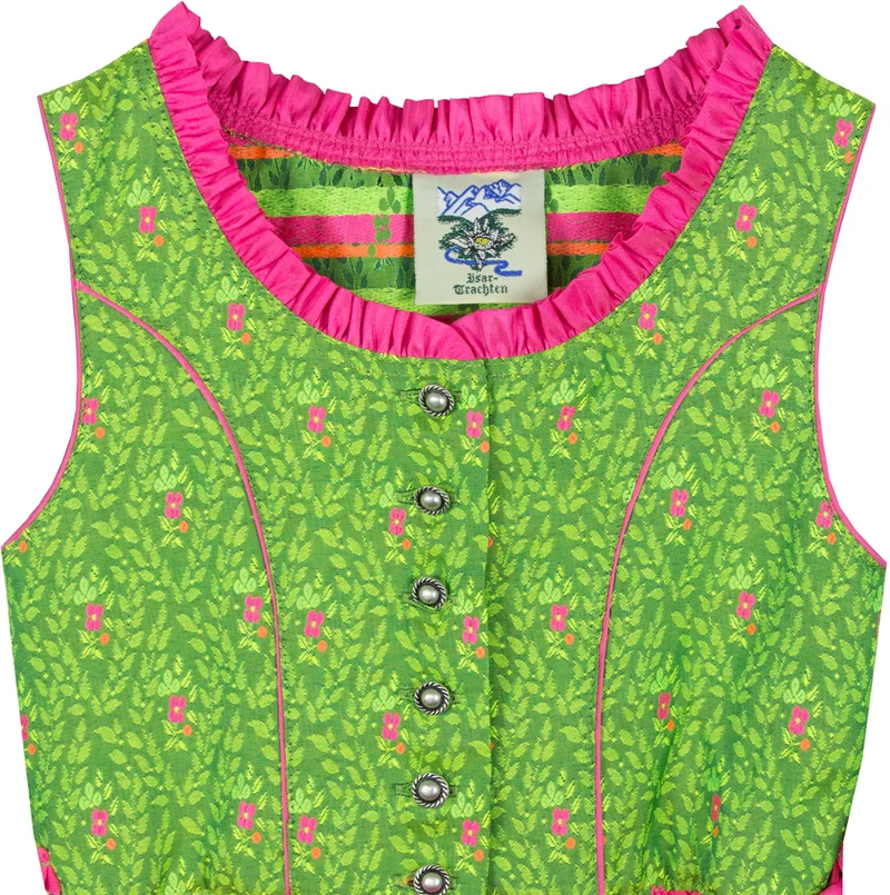 Isar-Trachten Kinder Dirndl "Mandy" 3-tlg. mit Bluse 64143 | Festlich Pink Grün