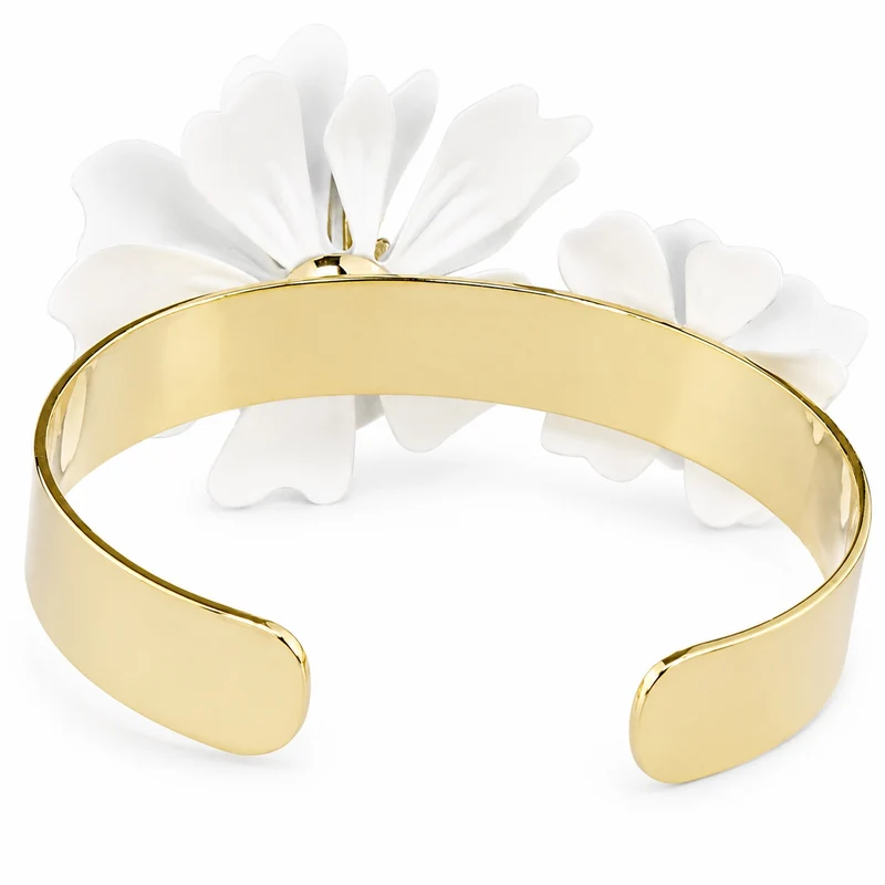 LUISIA® Armreif Armspange "Nelia" mit Blumen - 16 Karat vergoldet | Weiß