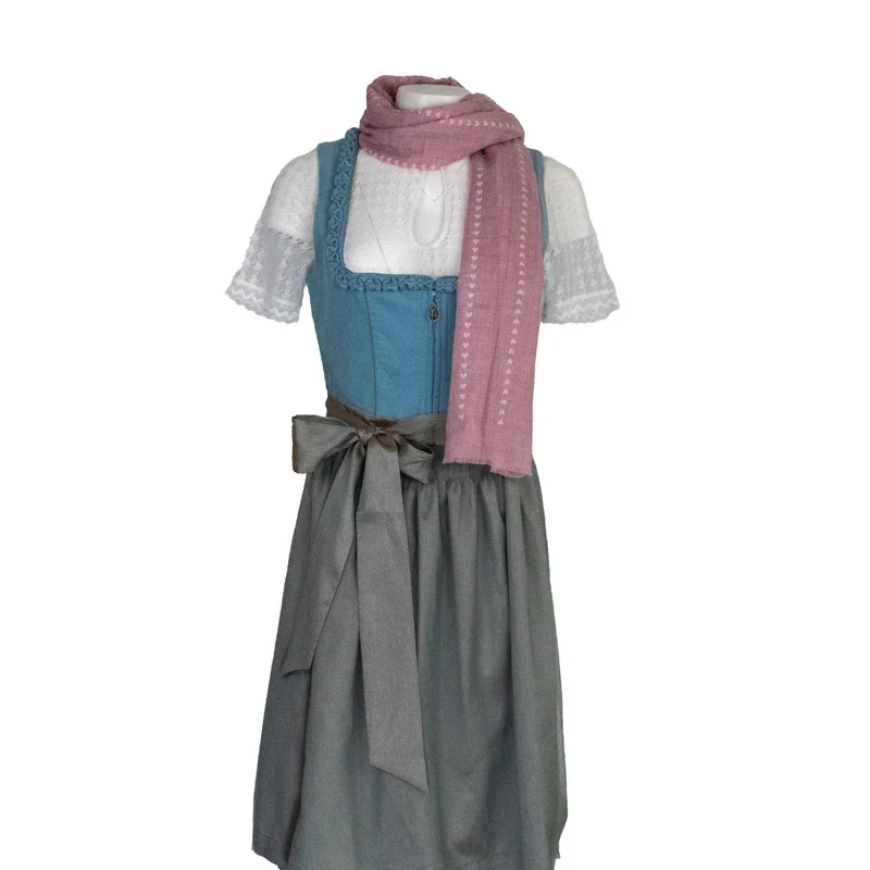 Halstuch Schal Unifarben mit Herzen und Glitzer Streifen 185 x 70 cm | Rot