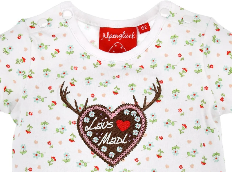 BONDI Baby Body "Blumenallover" 86439 | Mädchen Unterziehbody Weicher Jersey | Weiß