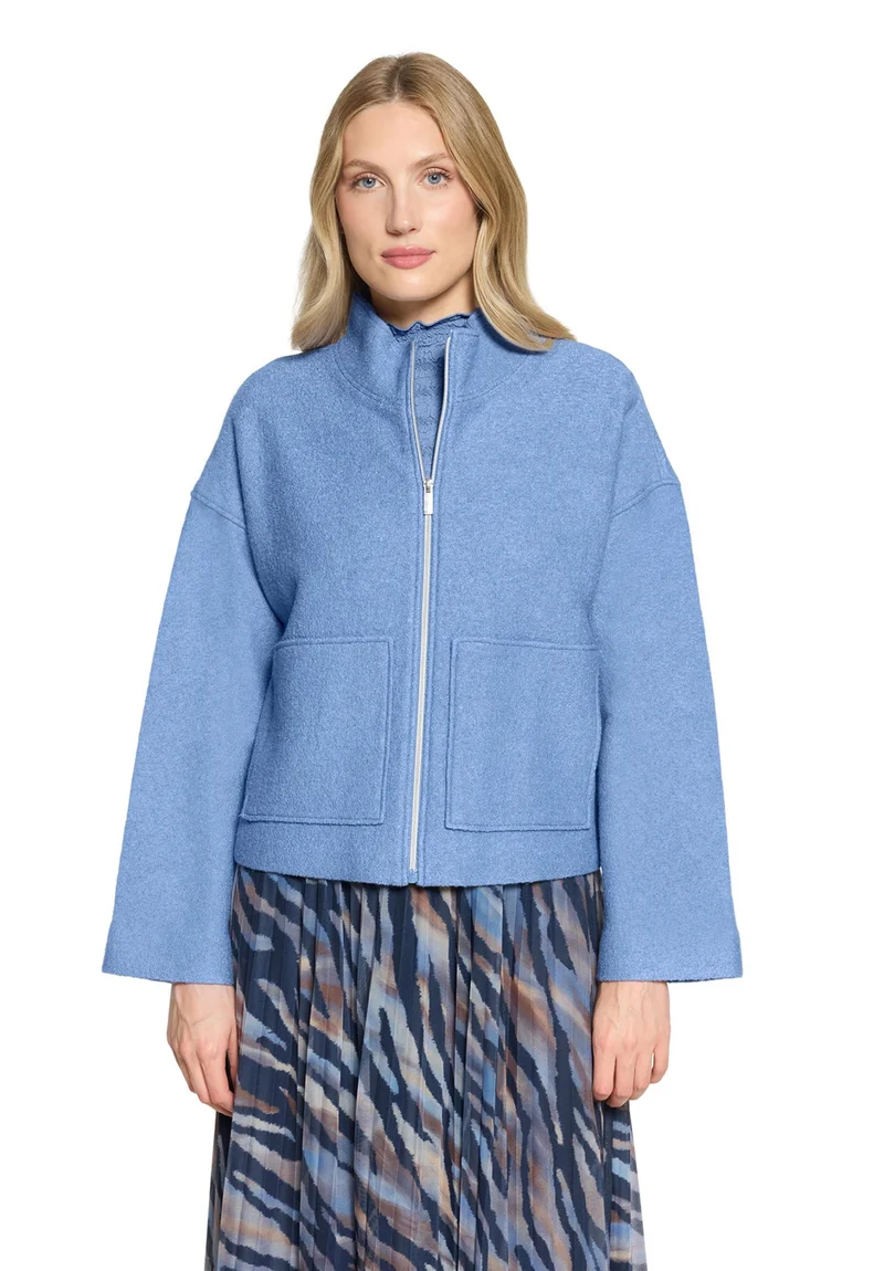 Blazer-Jacke mit Reißverschluss und Stehkragen