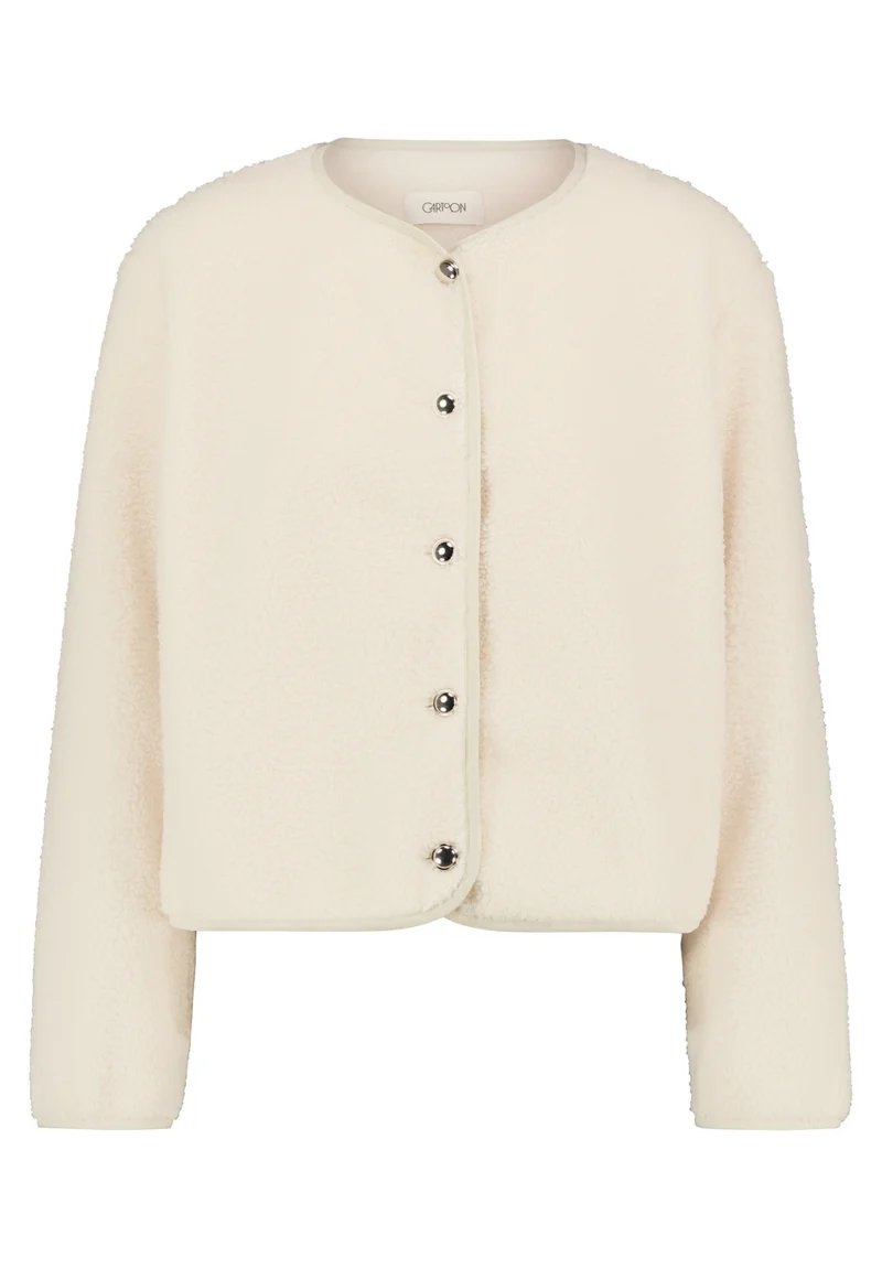 Sweatjacke mit Rundhalsausschnitt und Knopfleiste