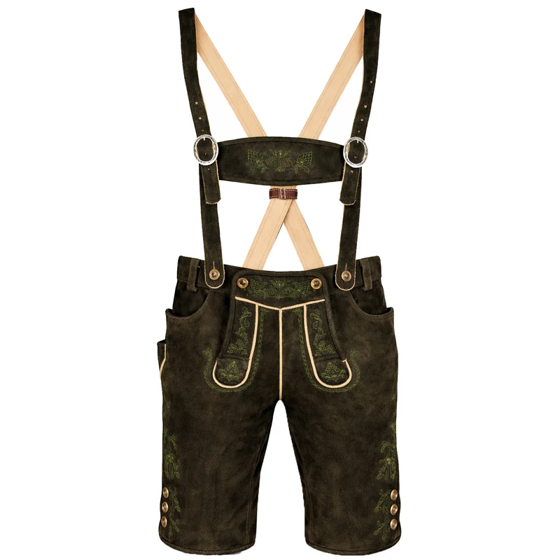 SCHWEIGERT´s Kurze Hirsch Lederhose Hector mit Träger - Moor Dunkelbraun | Exklusiv von MADDOX