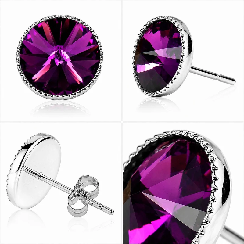 LUISIA® Solitär Ohrstecker "Joy" mit Kristallen von Swarovski® | Amethyst