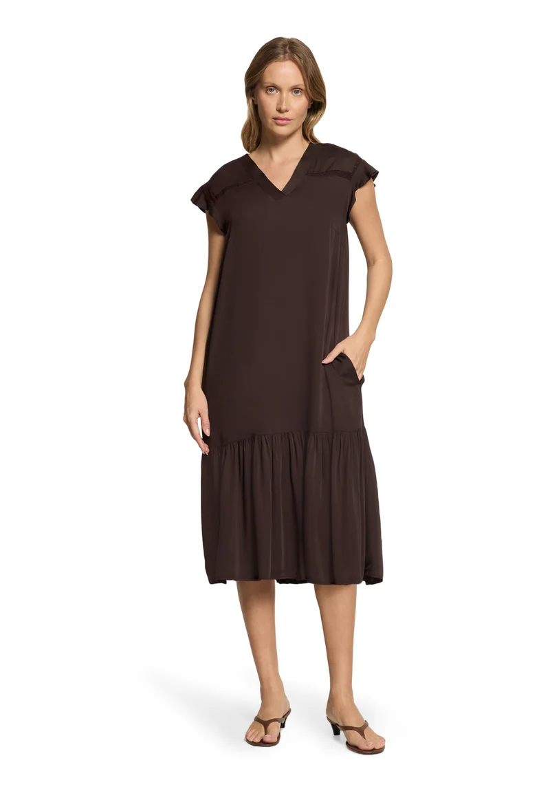 Casual-Kleid mit Flügelärmeln und V-Ausschnitt