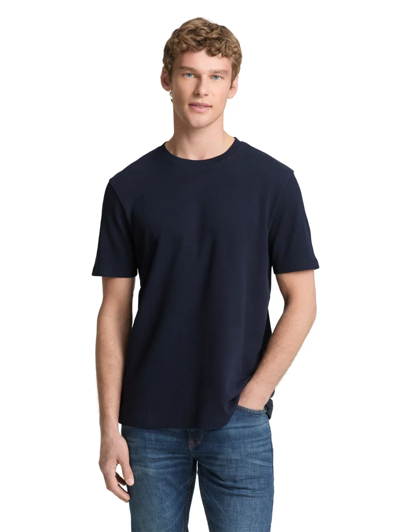 T-Shirt in Waffel-Optik im Basic Fit