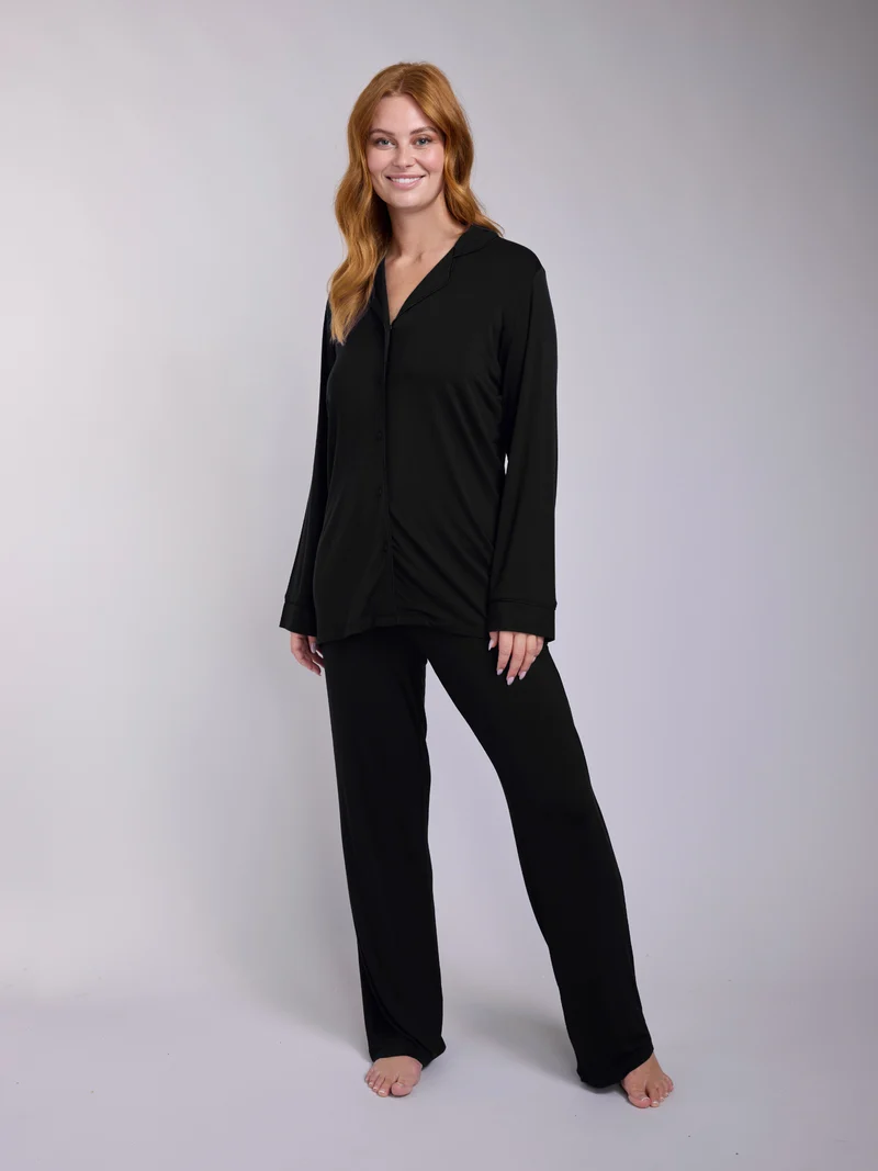 LILY Langarm Schlafanzug-Shirt – Black Beauty