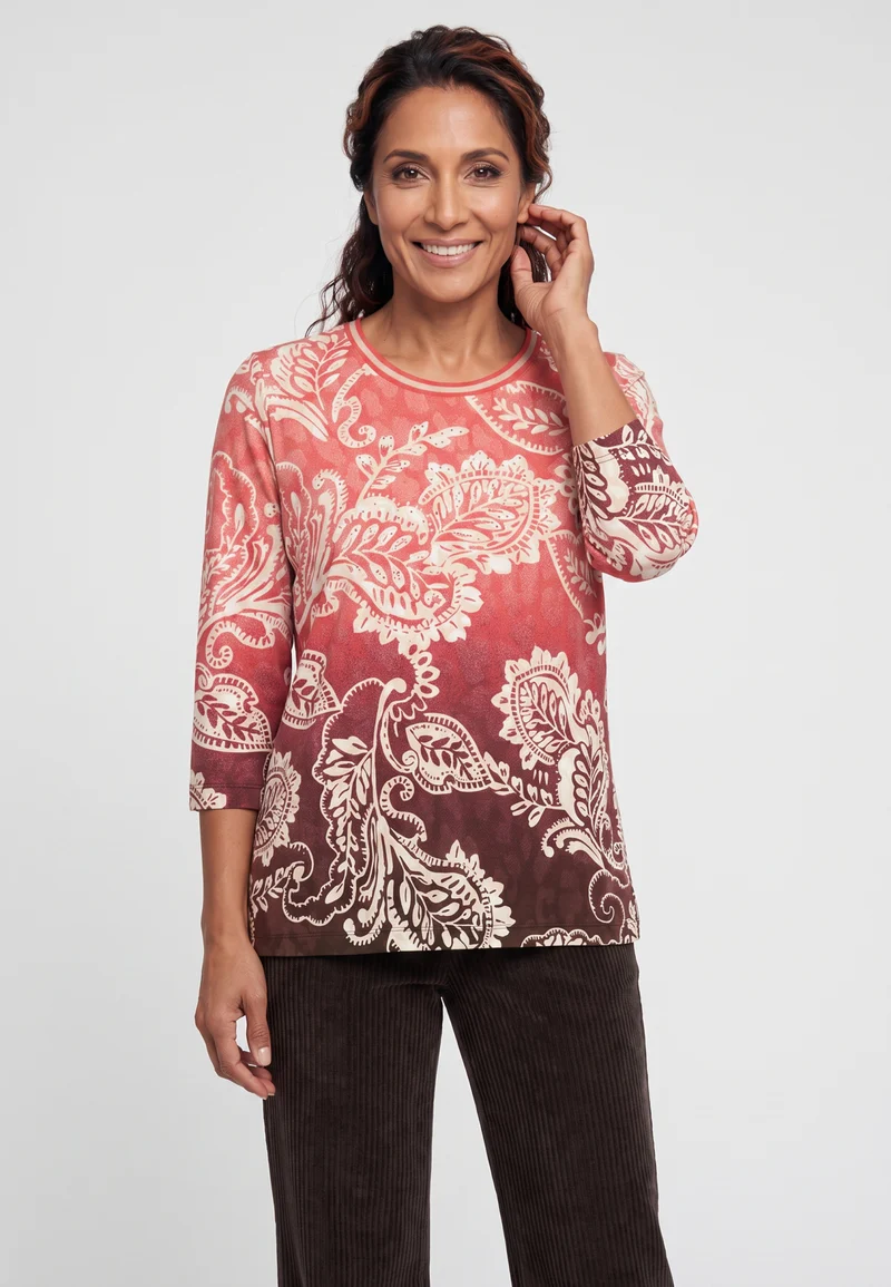 Shirt mit Panneaux-Print und Rundhalsausschnitt